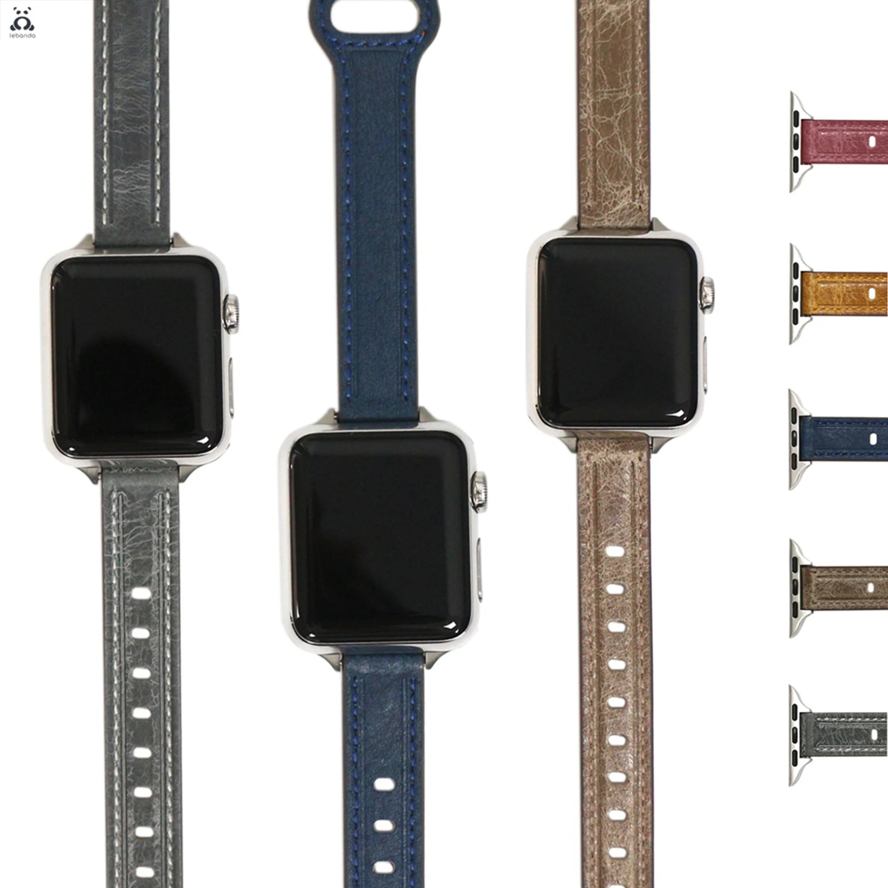 Ремешок кожаный для Apple Watch series 7 6 SE 5 4 3 тонкий винтажный браслет из кожи Крейзи