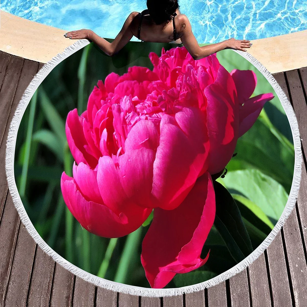 

Круглое пляжное полотенце из микрофибры Botanical Peony Floral