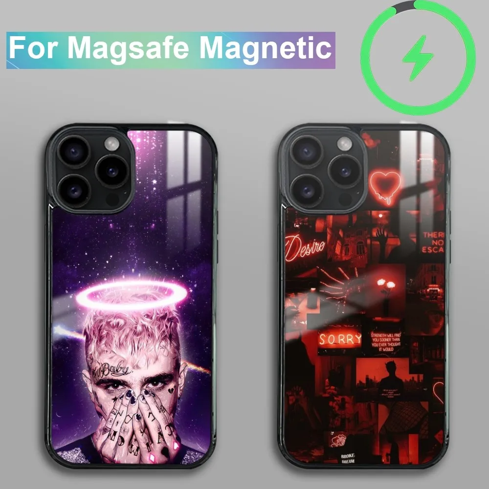 Магнитный чехол для телефона в стиле хип-хоп Rapper L-Lil P-Peep iPhone 15 14 13 12 11 Pro Max Plus