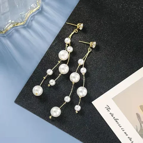 Жемчужные серьги-капельки zhenshecai