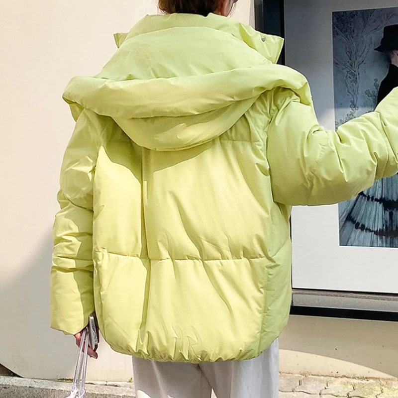 2021 Winter New Fashion Loose Ins Hooded Stand-up Collar Bread Jacket Student Cotton Jacket Long-sleeved Trendy Women's Clothing