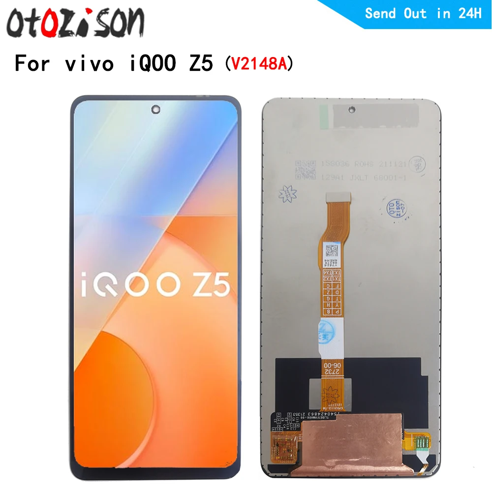 ЖК-дисплеи IPS 6,67 дюйма для vivo iQOO Z5 V2148A ЖК-дисплей, сенсорная панель, экран с сенсорным цифровым преобразователем и рамкой в сборе