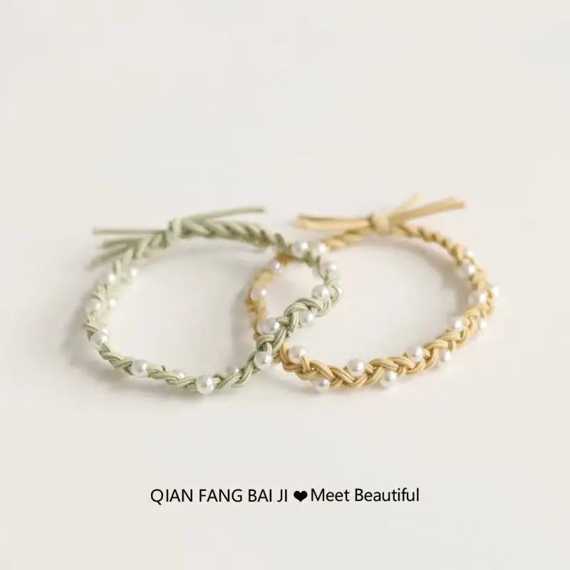 Эластичная плетеная лента для волос с жемчугом |