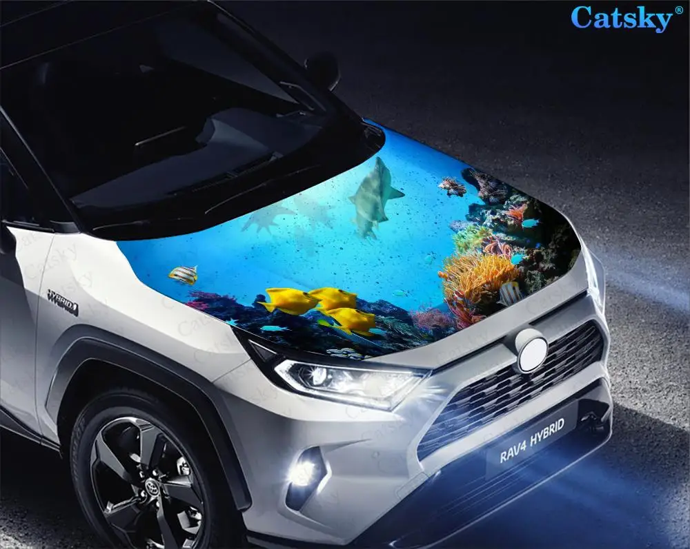 Подводный мир животные принт Автомобильная капота виниловые наклейки