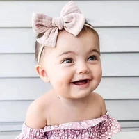 cute nylon turban for newborn hair accessories hairbow children bow knot nylon headband kids soft headwrap hair bows baby girl