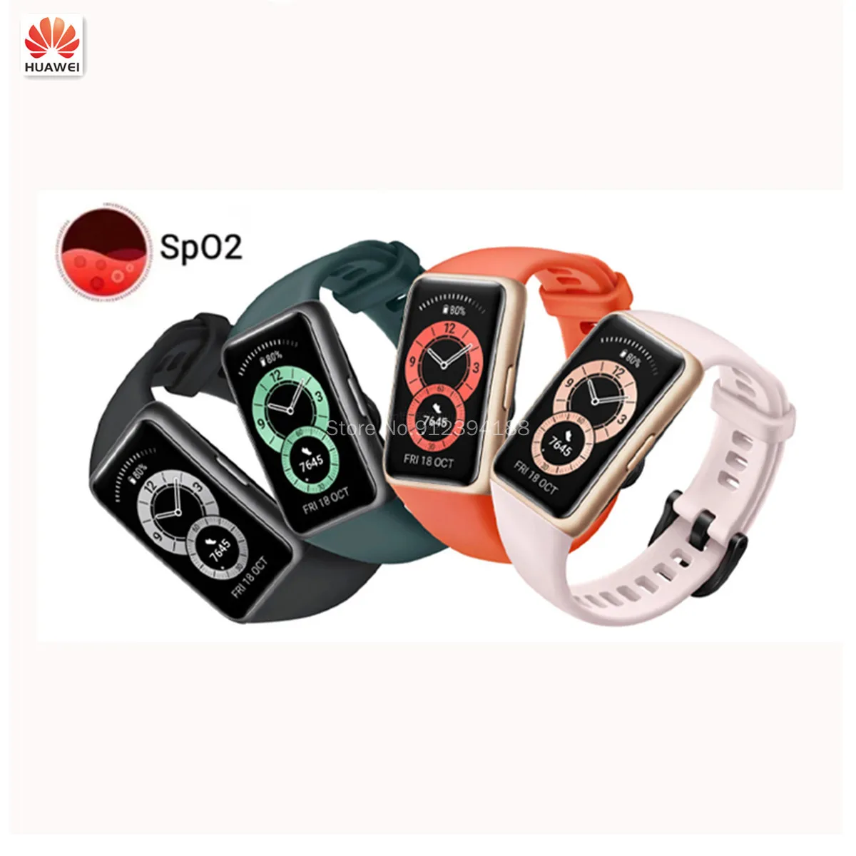 

80% New Original Huawei Band 6 Smart Band 1.47 Inch AMOLED Blood Oxygen Sleep Monitor Heart Rate Tracker 2 Weeks Battery Life