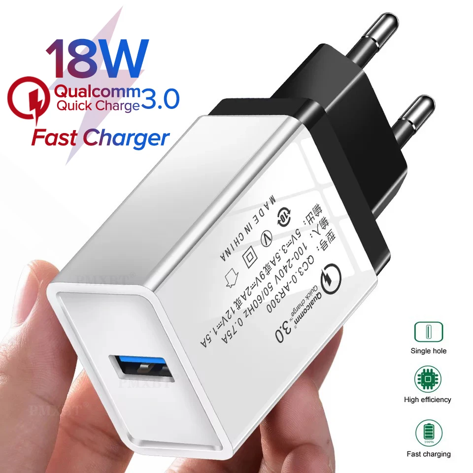 

Fast Charger QC3.0 USB Charger Quick Charge 18W Phone Charger for iPhone Huawei Samsung Xiaomi Redmi Wall Mounted Travel Charger