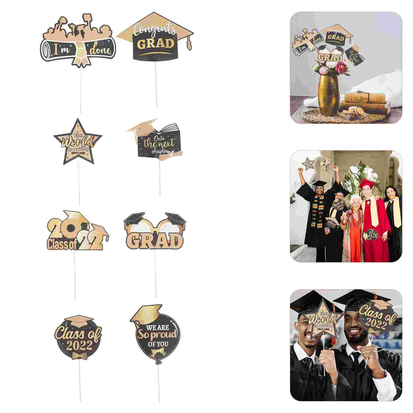 

Graduation Topper Party Cake Props Grad Cupcake Photo Supplies Capclass Booth Prop Congrats Toppers Selfie Decoration Photoshoot