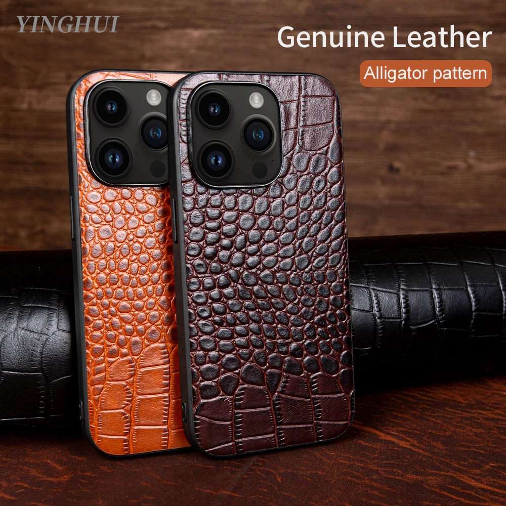 Genuine Leather Cover Phone Case for Apple iPhone 13 14 Pro Max Plus 12 11 Series XR 7 8 SE 2020 2022 Cowhide Fundal Back Shell