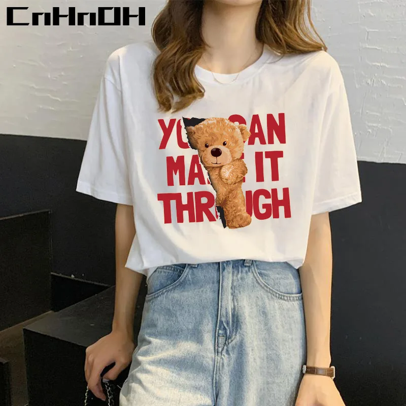 

CnHnOH Summer Cotton Round Neck Loose Cotton Short-sleeved T-shirt Women Women's Korean Style Top Bottoming Shirt Trendy