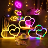 led neon sign usb battery powered double love bedroom decor hanging night light home festive decorative lamp valentines day