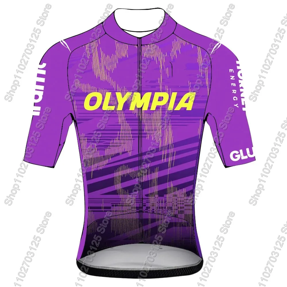 Фото Olympia Cycling Team 2026 Комплект велосипедного трикотажа, мужская летняя фиолетовая одежда, рубашки для шоссейного велосипеда, костюм, шорты нагрудник для велосипеда, MTB Maillot №3