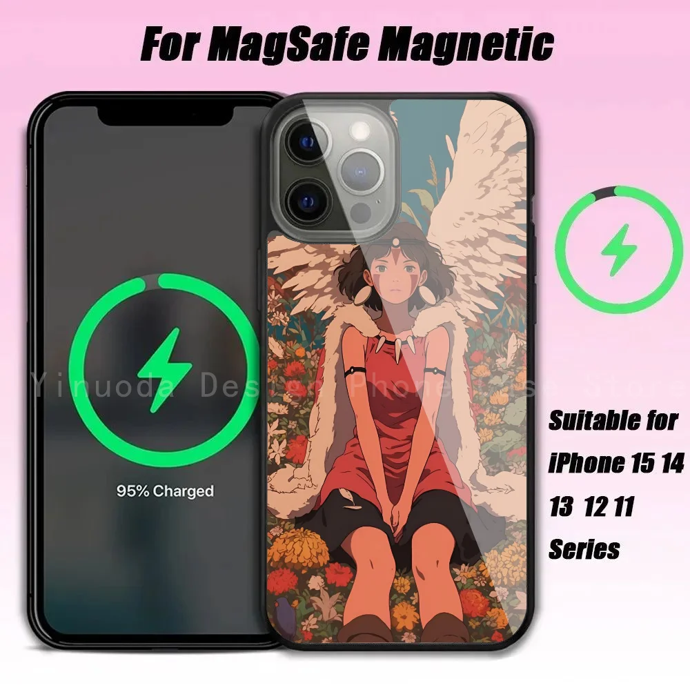 P-Princess M-MononokeS Phone Case For IPhone 16 15 14 13 Pro Max 11 Mini Alex Mirror Magsafe Wireless Charging Cover