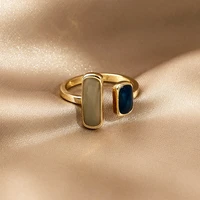 french retro romantic gold color matching drop glaze open rings for woman party girls luxury ring 2022 fashion jewelry