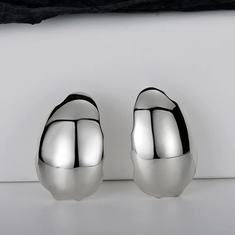 

Серьги в европейском и американском стиле INS, большие глянцевые серьги неправильной формы из серебра пробы, крупные женские серьги с перекрестными краями