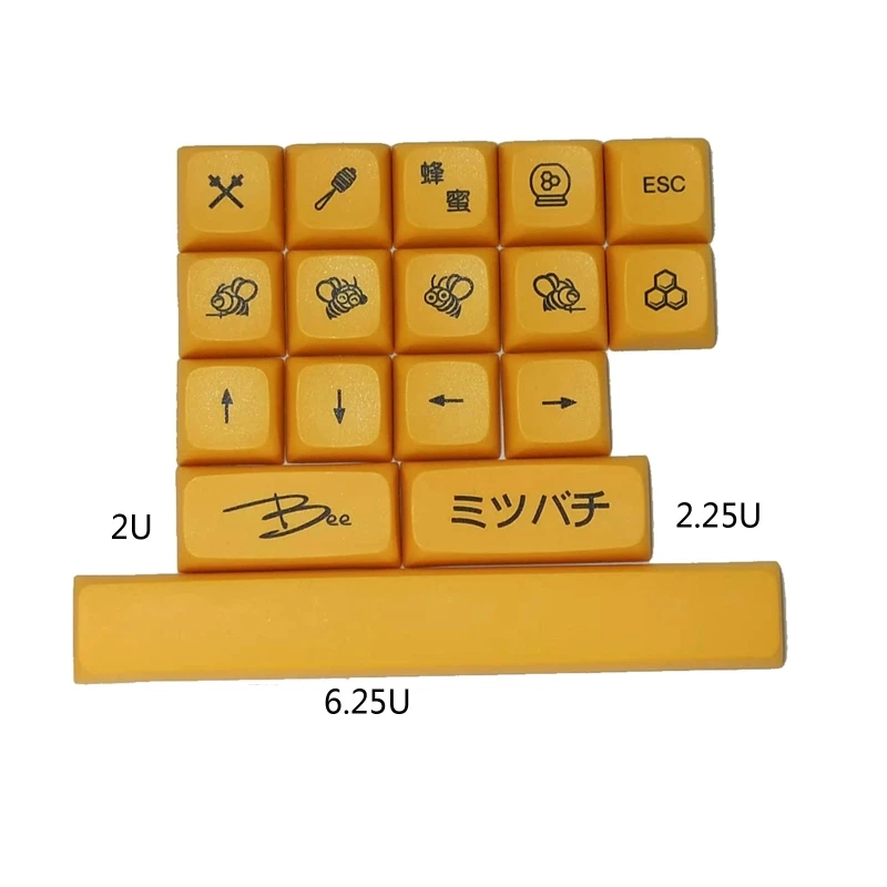 Honey Milk Mechanical Keyboard Keycaps 17PCS XDA Profile Dye Sub Bee for KEY Cover for Cherry MX GK61 64 84 96 Dropshipping images - 6