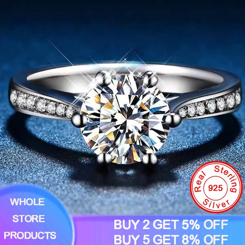 

95% OFF! Free Shipping Hot Sale Shiny 6mm Cubic Zircon Stone Engagement Wedding Ring Tibetan Silver S925 Jewelry Rings For Women