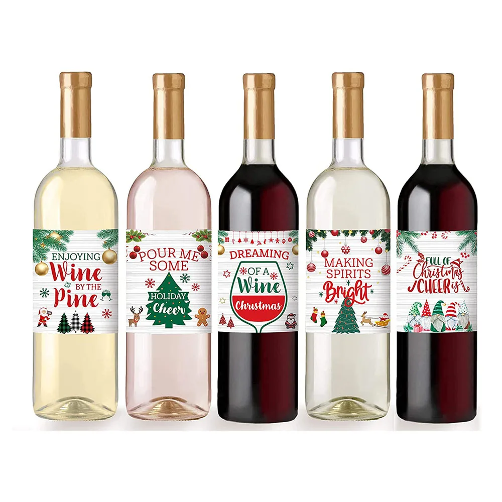 

Fun Christmas Party Wine Deco Bottle label, perfect for gifts for teachers, family and friends a