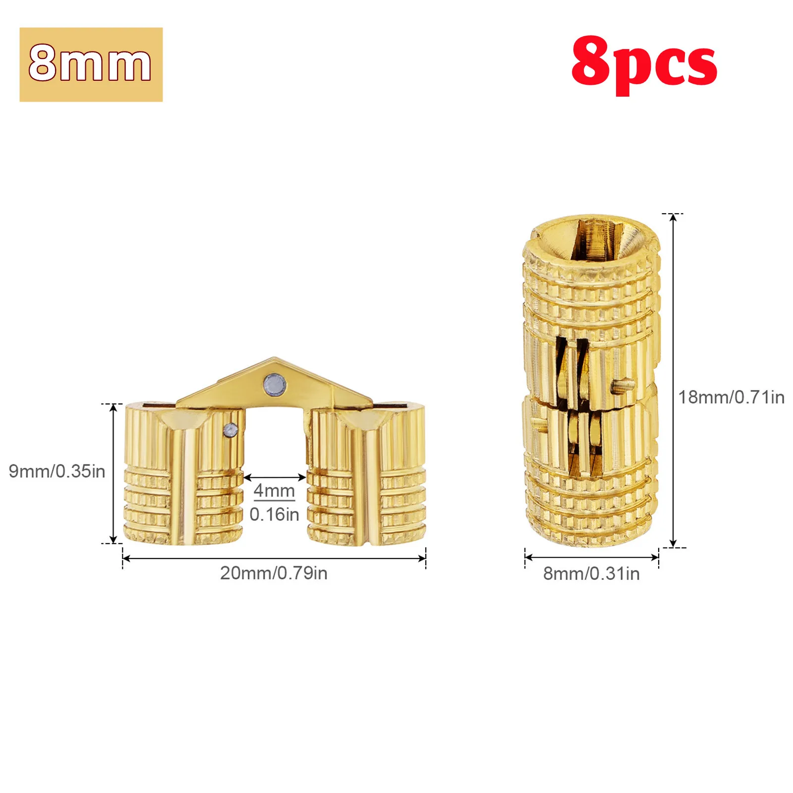 

8 шт., 10 мм, 180 градусов, угол открытия, скрытые бочковые петли, латунные скрытые мебельные петли для шкафов/невидимые двери