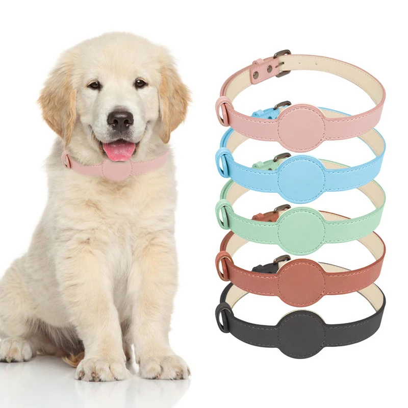 

Dog Collar Airtag Tracker Protective Sleeve Collar Dog Supply Positioning Training Collar Soft PU Leather Microfiber Adjustable