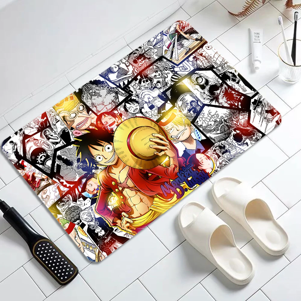 

Anime One Piece Monkey D. Luffy Floor Carpet for Bathroom Living Room Front Door Mats Flannel Kitchen Rugs Hallway Entrance Mat