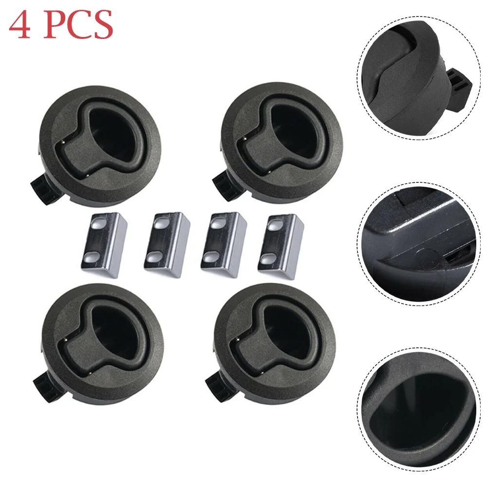 

4PCS Boat Flush Pull Hatch Slam Latch Plane Lock Boat Black Discharge Door Lock Accessory For Motor Home Trailer Marine Hardware