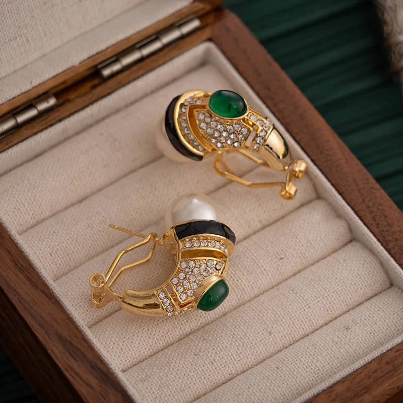 Серьги женские из стекла с искусственным жемчугом элегантные ювелирные