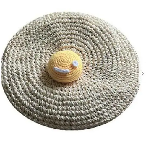 

Hand Knitting Summer Beret Hats Cute Kawaii Yelk Egg Hat Beret Knitted hat Cool