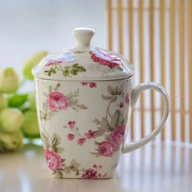Кофейная кружка из тонкого костяного фарфора, Креативный цветочный дизайн, керамическая чашка для воды, кружка для чая Taza, термос для кофе, ч... (art.: 3920bf748b384) - 3920bf748b384