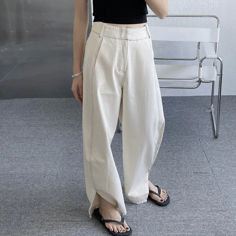

IOO Europe and The United States Niche Casual Commuter Hundred High Waist Cotton Jeans Casual Pants Wide Leg Pants 2023 Spring