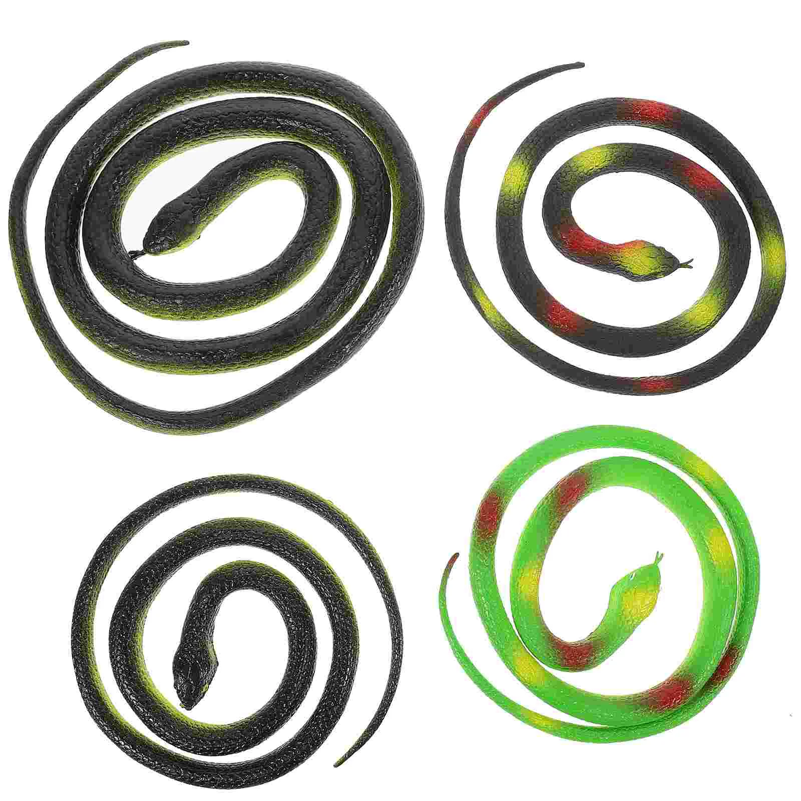 

4 Pcs Prank Prop Animal Simulation Realistic Snake Figurines Party Trick Toys Fake Soft Rubber Artificial