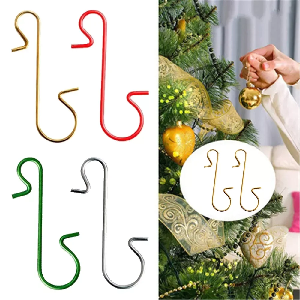 

50Pcs Christmas Ornaments Stainless Steel S-Shaped Hooks Christmas Tree Ball Pendant Hanging Decoration New Year Home Navidad