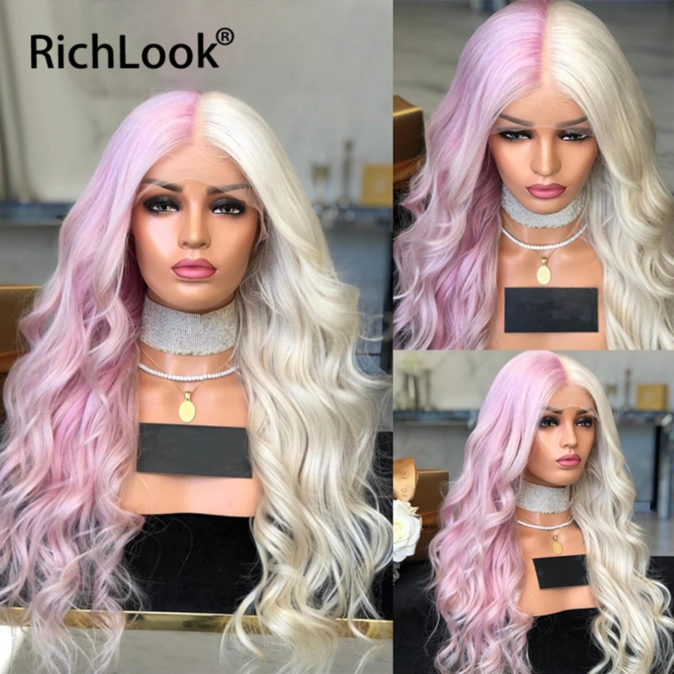 

13x4 Highlight Pink 613 Lace Front Human Hair Wigs For Women Remy Peruvian Hair Loose Body Wave Lace Frontal Wig No Tangle