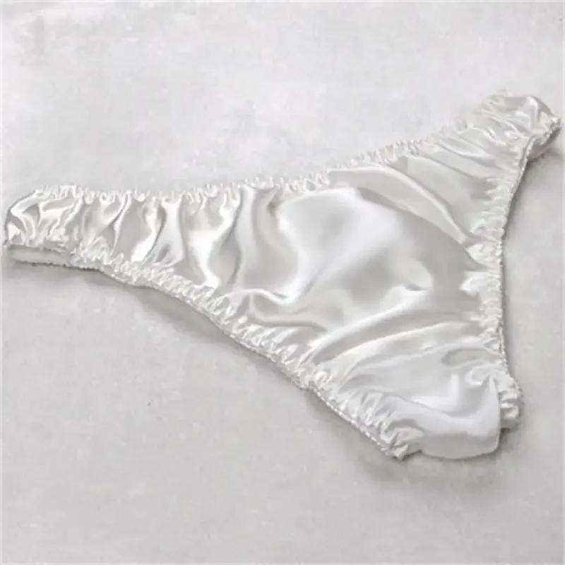 Мужские сексуальные стринги 100% шелк Простые футболки со средней и низкой талией