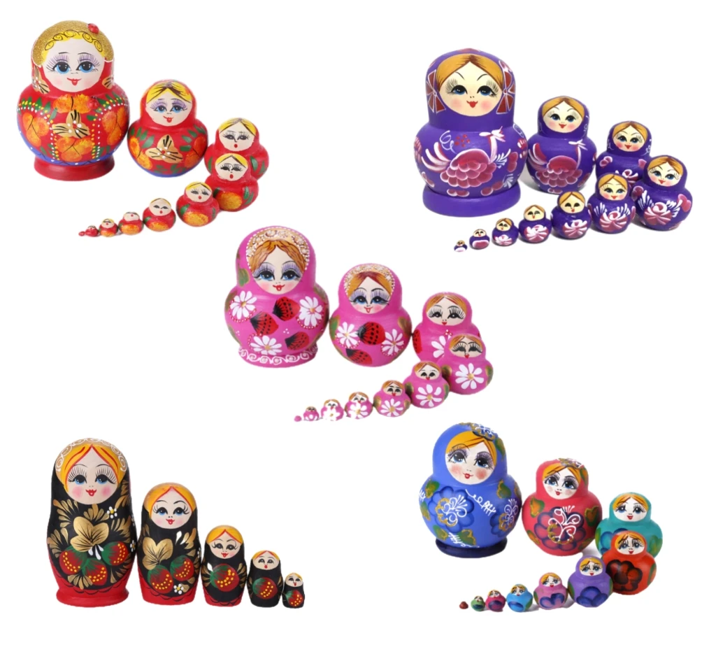 Русские гнездовые куклы 5/10 слоев расписанные вручную деревянные мультяшная