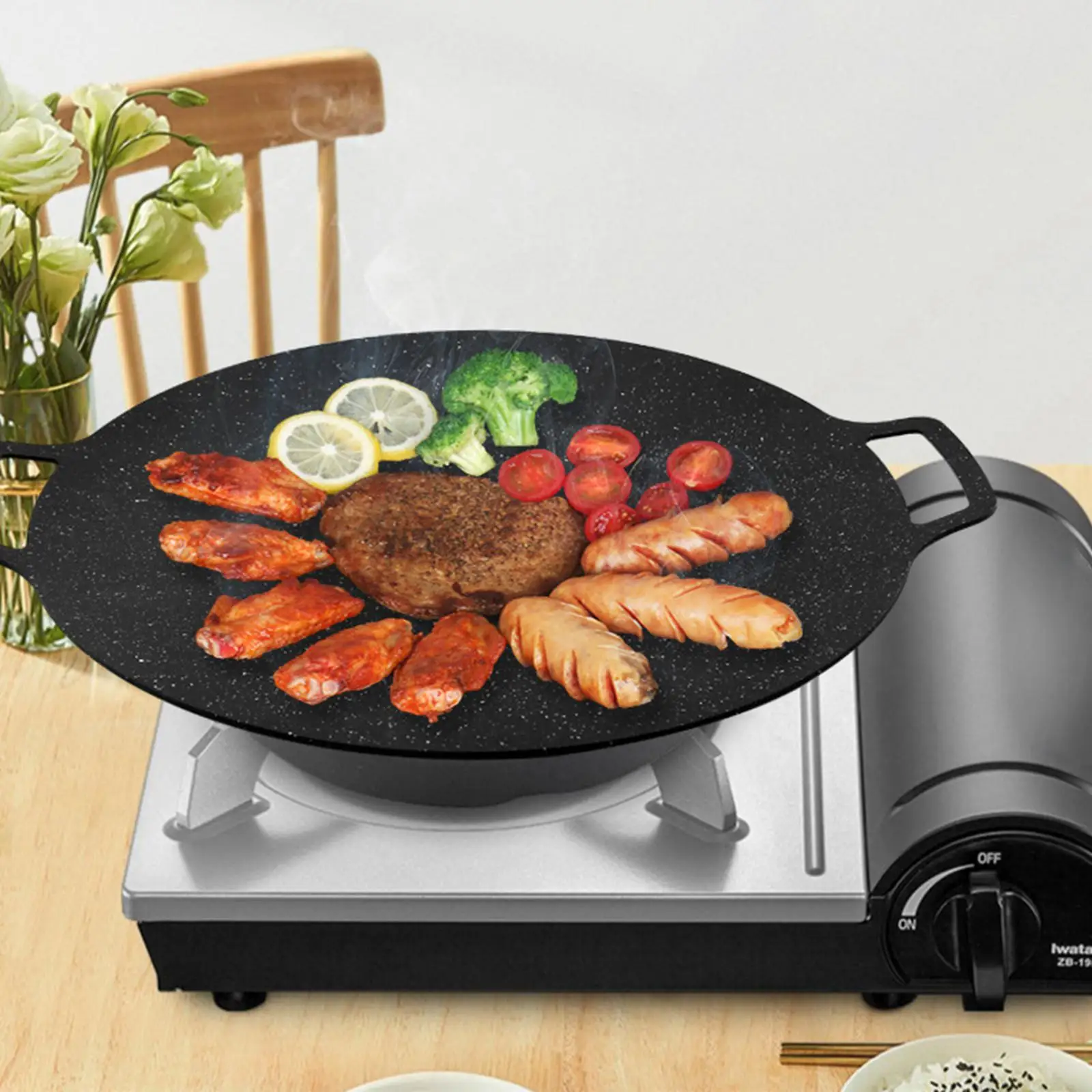 

Корейская решетка для Барбекю Сковорода утюжок антипригарное покрытие для приготовления мяса стейк жаровня тарелка