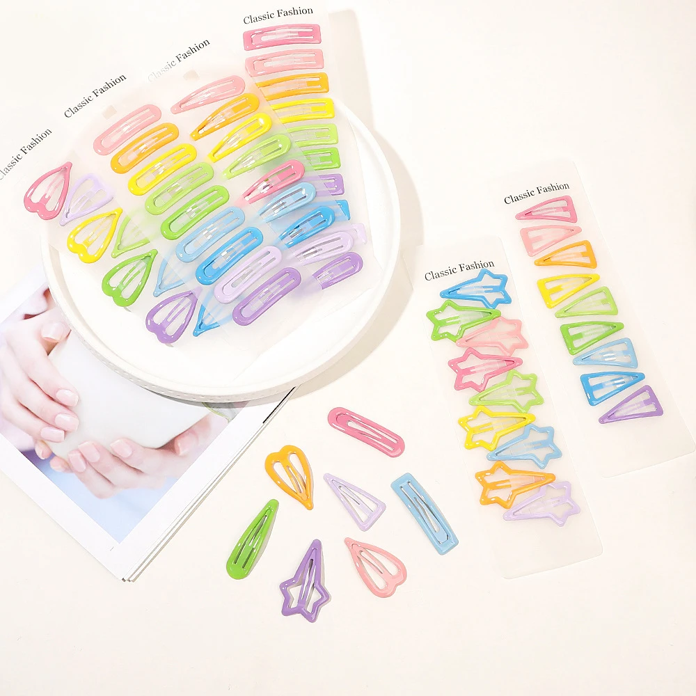 

10Pcs/set Snap Waterdrop shape Hairpins for Girls Hair Clips Candy Color BB Hairpin Barrettes Women Girls Hair Accessories