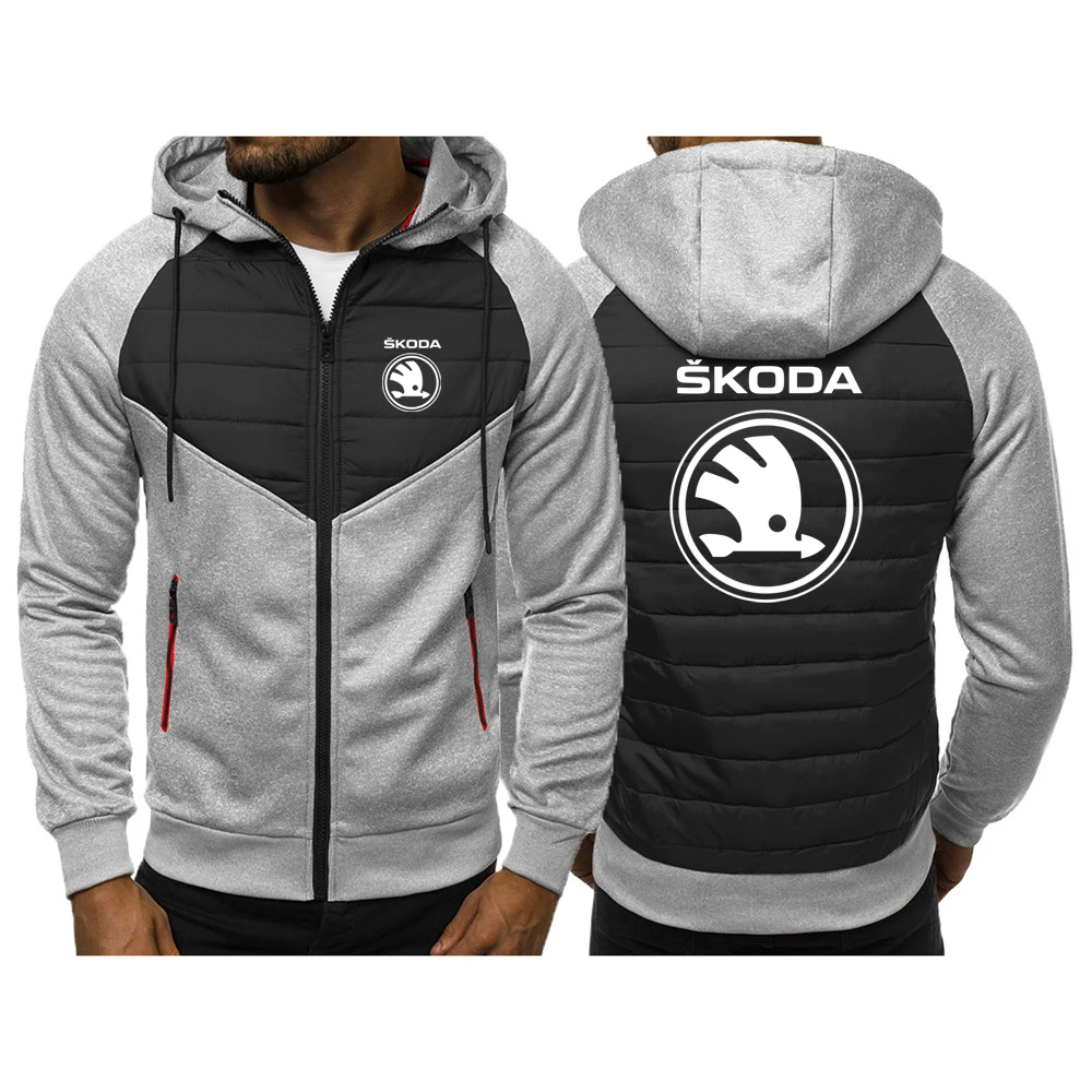 

2022 New Skoda Car Logo Men's Spring and Autumn Printing Thicken Hooded Zipper Winter Jacket High Street Casual Hoodies Coats