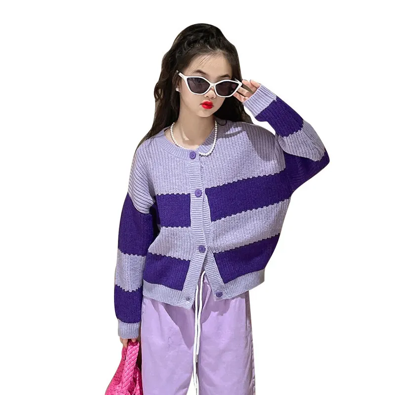 Купи Japanese Korean Luxury School Girl Knit Cardigan Sweater Kids Single-Breasted Patchwork Long Sleeve Sweater Fashion Teen Clothes за 959 рублей в магазине AliExpress