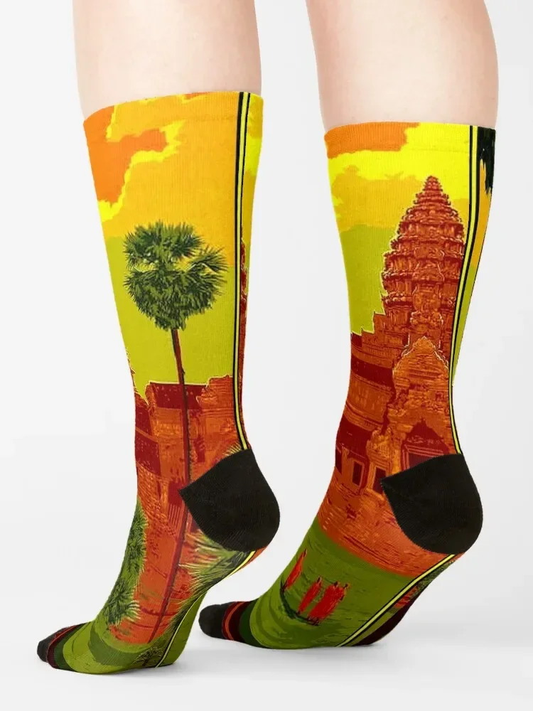 Носки компрессионные с принтом храма анти-скользящие для мужчин и женщин