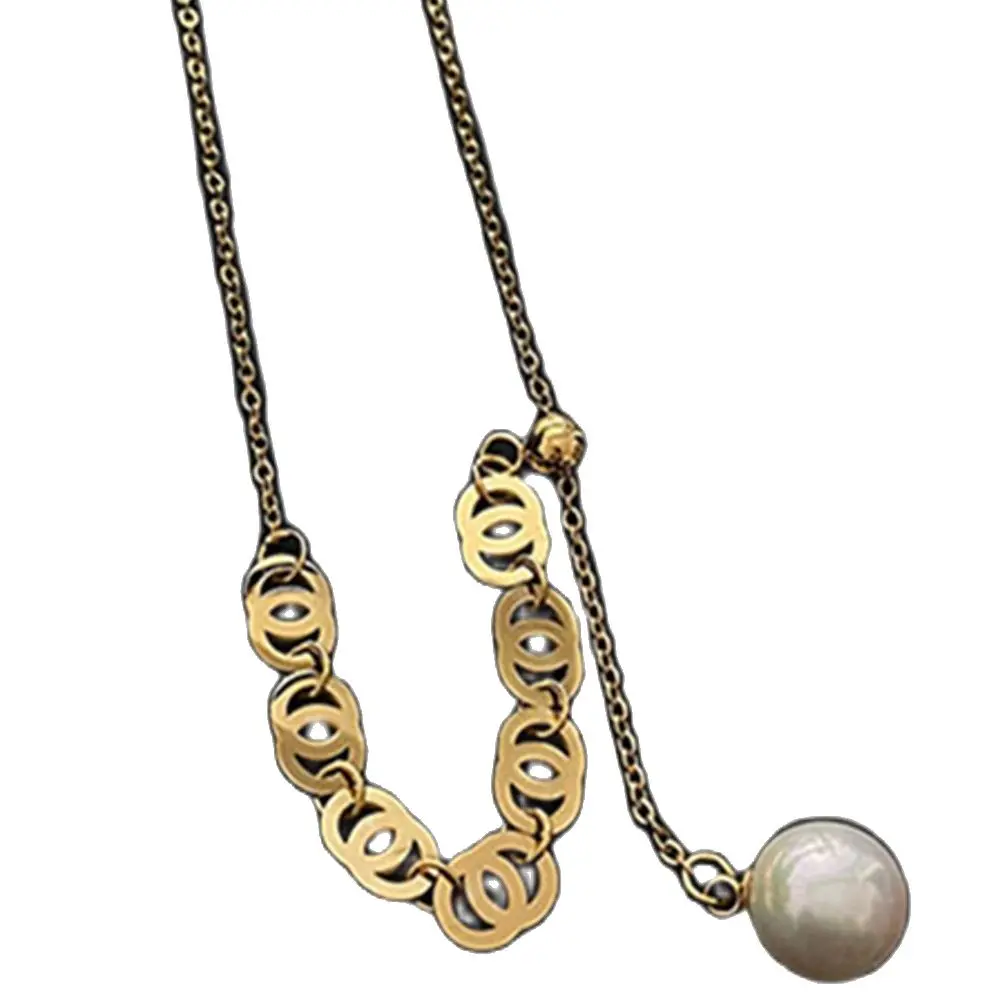 

Hot Sale Necklace For Womenr Interlocking Bead Striped Stone Pendant Pearl Necklaces Wedding Party Girlfriend Fashion Jewelry