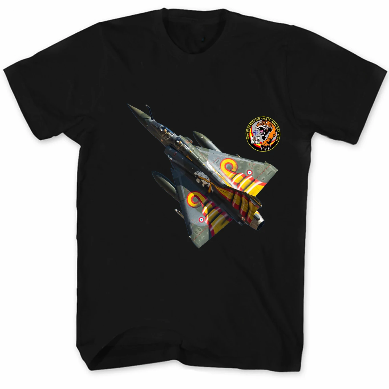 

Tiger Meet Spanish Flag Paint Dassault Mirage 2000 Fighter Aircraft T Shirt New 100% Cotton Short Sleeve O-Neck Casual T-shirt