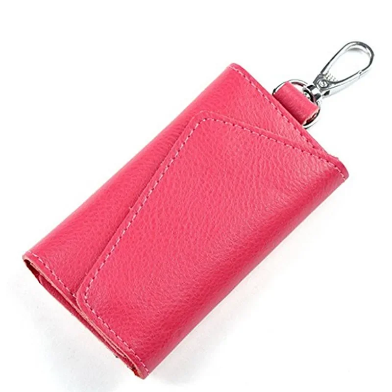 Simple Key Holder Genuine Leather Wallet Unisex Solid Key Wallet Organizer Bag Car Housekeeper Wallet Card Holder