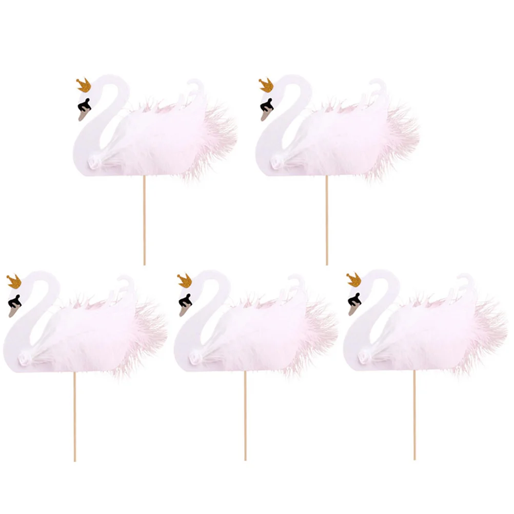 

Cake Swan Cupcake Decorations Picks Fairy Wedding Toppers Topper Birthday Flag Insert Party Supplies Plume Animal Insertsshower