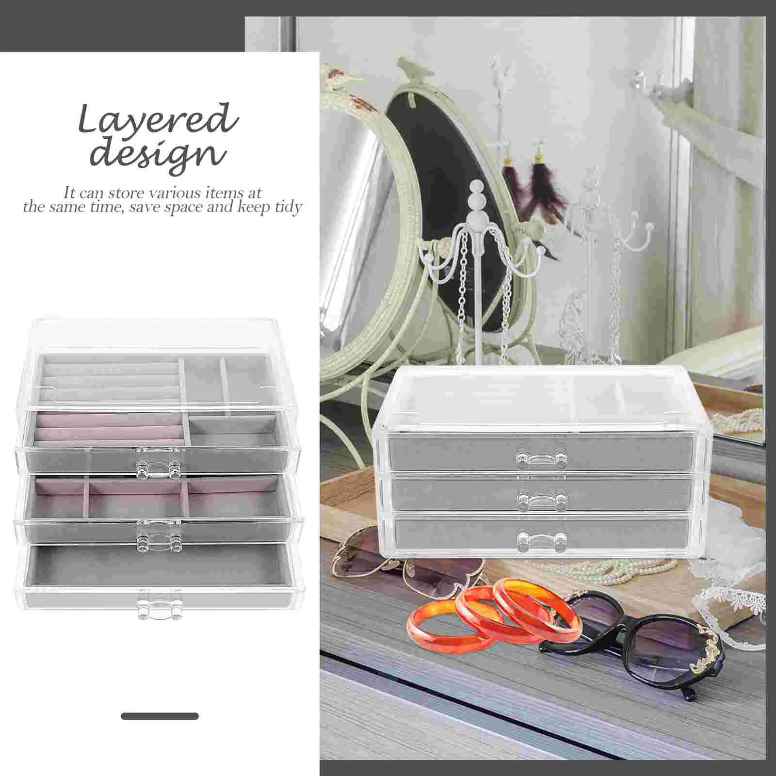 Jewelry Box Storage Organizer Case Display Joyeros De Mujer Organizador Earring Earrings Divider Acrylic Tray Drawer Trinket
