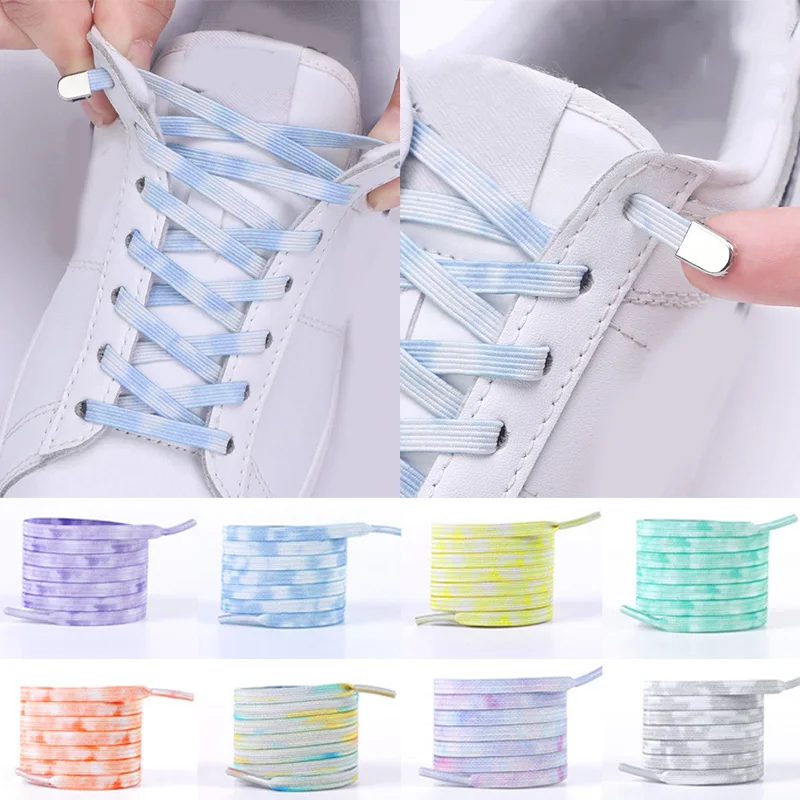 

Tie Dye No Tie Shoelaces Flat Elastic Shoe Laces For Kids Adult Sneakers Laces Quick Lazy Shoestrings 100cm Shoe Accessories