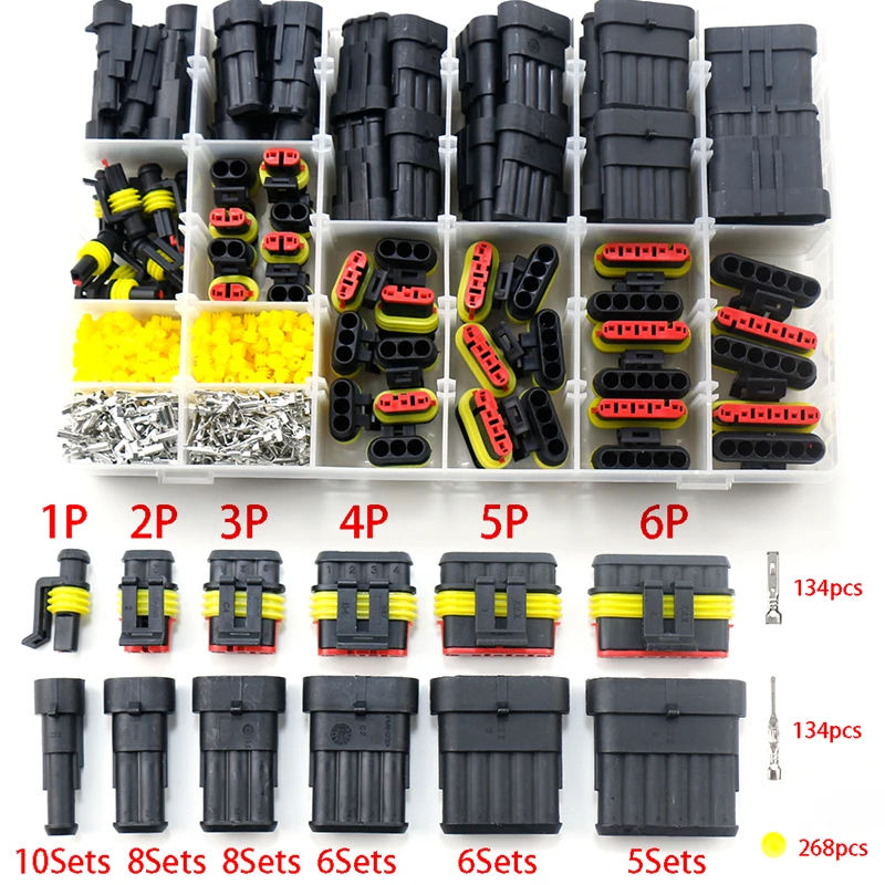

96/300/622Pcs waterproof car electrical connector terminal kit car wire connector plug kit 1/2/3/4 pin connector male and female