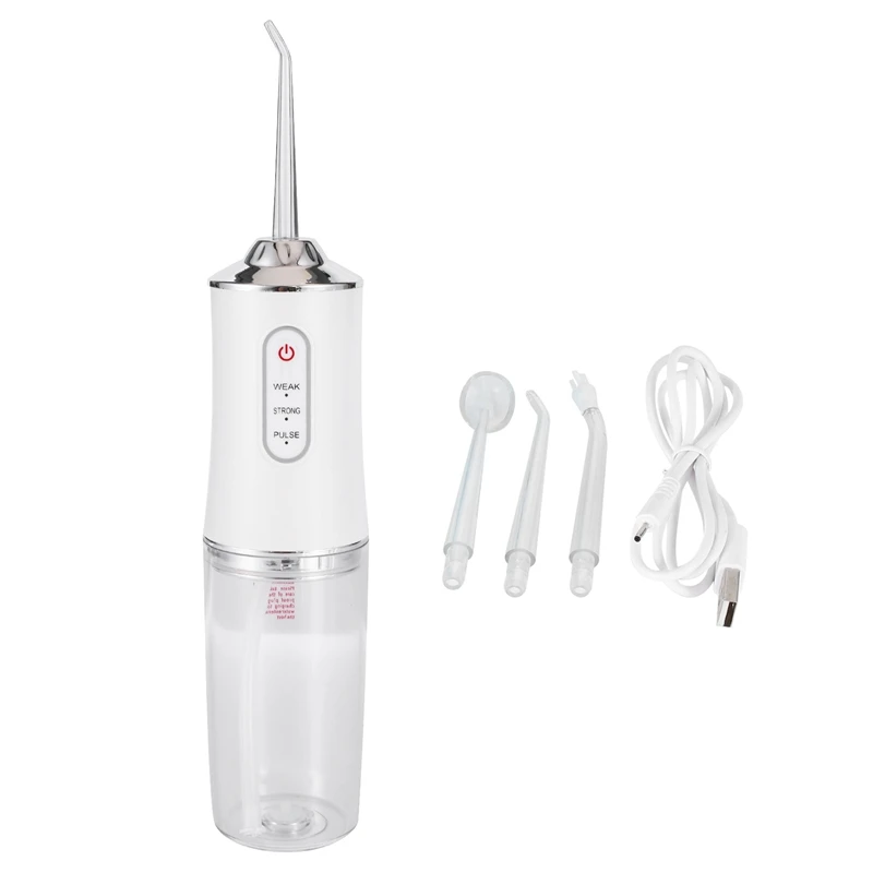 

Oral Irrigator 3 Modes Portable Rechargeable Water Jet 4 Nozzles Waterproof 200Ml Water Tank For Teeth