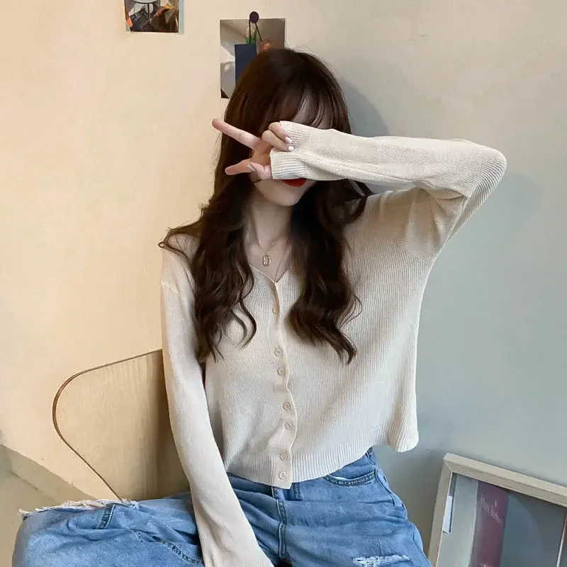 Hikigawa Chic Модные женские зеленые вязаные рубашки Cargidan Летние однотонные тонкие