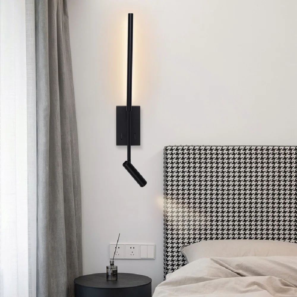 

Modern LED wall lamp bedside with spotlight Simple living room TV sofa background Bedroom decorative lighting